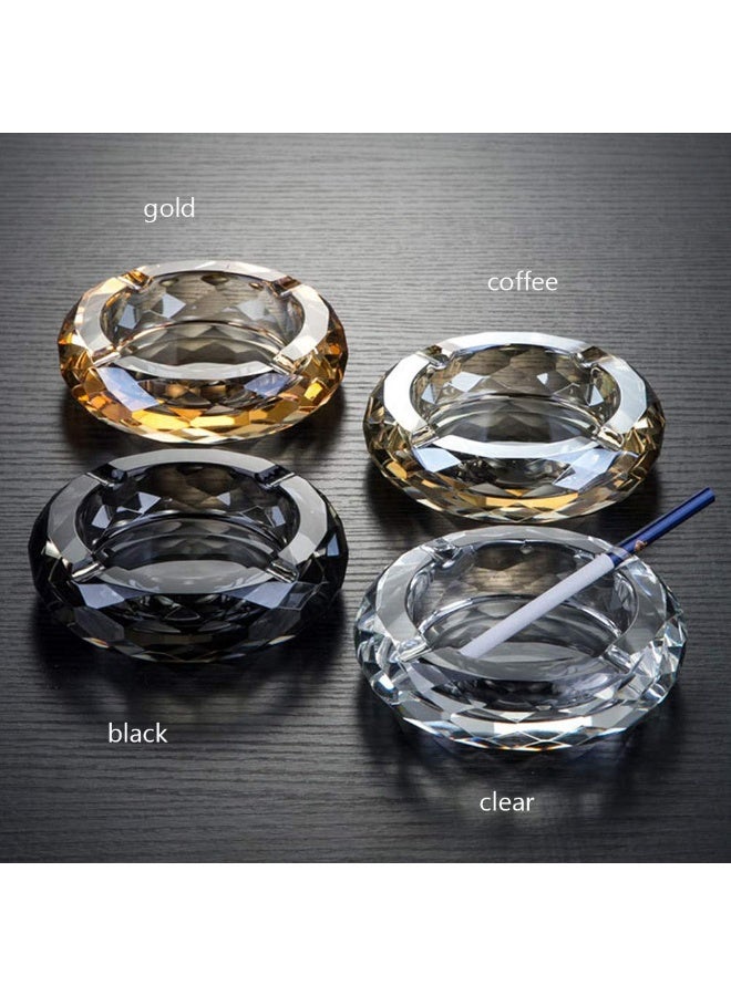 HOSTEESSCHOICE Crystal Glass Ashtray, Cigar Cigarettes Ashtray Holder Home Office Desktop Tabletop Decoration,Crystal Gold - Image 2